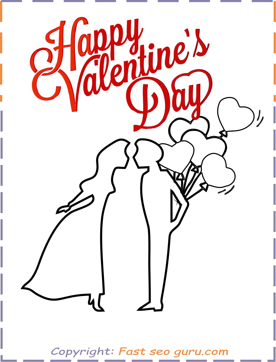 valentines day card coloring in page